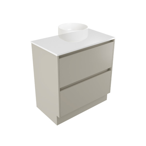Fucina Vanity Floor 740 White E Stone Top 2 Drawer Dawn Grey