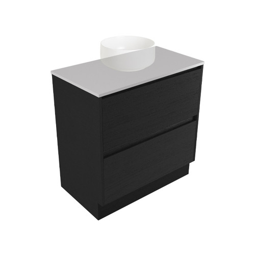 Fucina Vanity Floor 740 Moonlight E Stone Top 2 Drawer Black Timberland