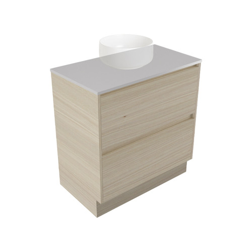 Fucina Vanity Floor 740 Moonlight E Stone Top 2 Drawer Seasoned Oak