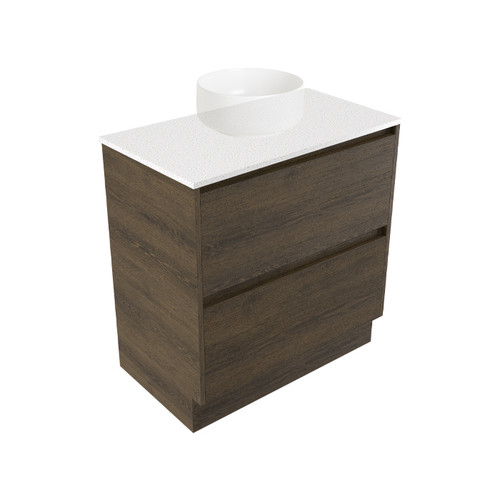 Fucina Vanity Floor 740 Motion E Stone Top 2 Drawer Smokey Oak Timberland
