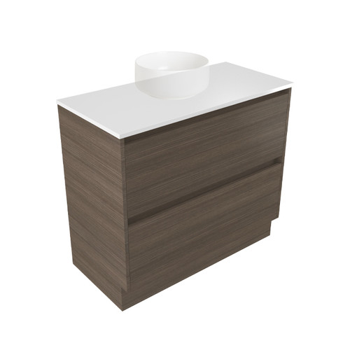 Fucina Vanity Floor 890 White E Stone Top 2 Drawer Charred Oak Organic