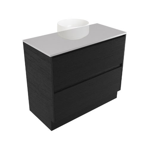 Fucina Vanity Floor 890 Moonlight E Stone Top 2 Drawer Dezigna Black Timberland