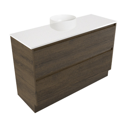 Fucina Vanity Floor 1190 Motion E Stone Top 2 Drawer Smokey Oak Timberland