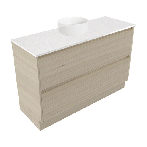 Fucina Vanity Floor 1190 Motion E Stone Top 2 Drawer Seasoned Oak