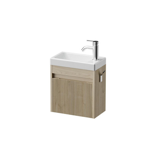 Mode Vanity 22 Console 400 1 Door Wall Right Hinged Door Ranfurly Oak Eli Gloss Basin Tasman Panel