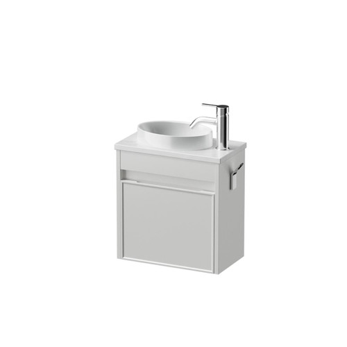 Mode Vanity 22 Benchtop 400 1 Door Wall Right Hinged Door White Carrara Benchtop Joy Basin Brussels Panel