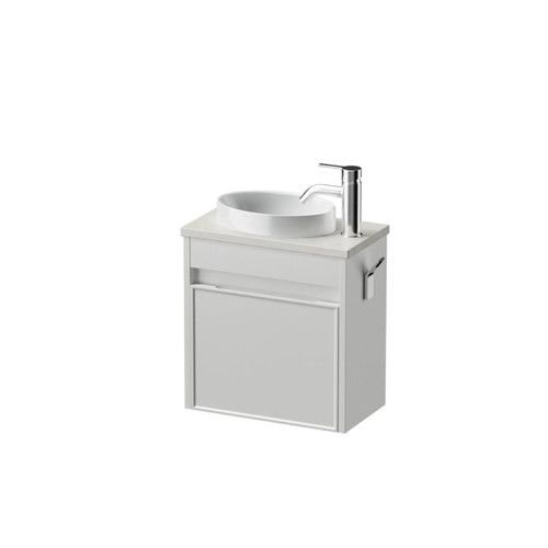 Mode Vanity 22 Benchtop 400 1 Door Wall Right Hinged Door White Alabaster Benchtop Joy Basin Brussels Panel