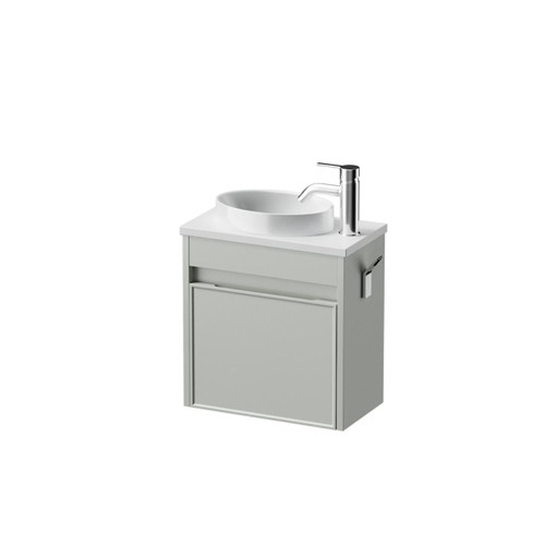 Mode Vanity 22 Benchtop 400 1 Door Wall Right Hinged Door Pistachio Bright White Benchtop Joy Basin Brussels Panel