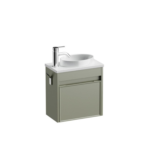 Mode Vanity 22 Benchtop 400 1 Door Wall Left Hinged Door Atmoss Bright White Benchtop Joy Basin Brussels Panel
