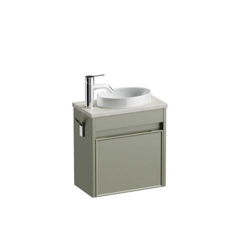 Mode Vanity 22 Benchtop 400 1 Door Wall Left Hinged Door Atmoss Grey Travertine Benchtop Joy Basin Brussels Panel