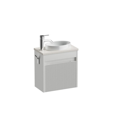 Mode Vanity 22 Benchtop 400 1 Door Wall Left Hinged Door White Sugar Cream Benchtop Joy Basin Tasman Panel