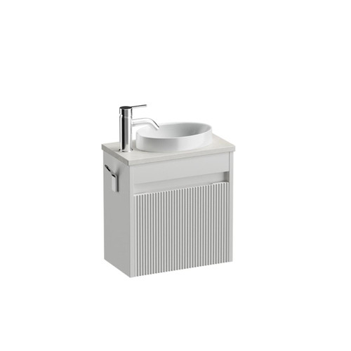 Mode Vanity 22 Benchtop 400 1 Door Wall Left Hinged Door White Alabaster Benchtop Joy Basin Tasman Panel