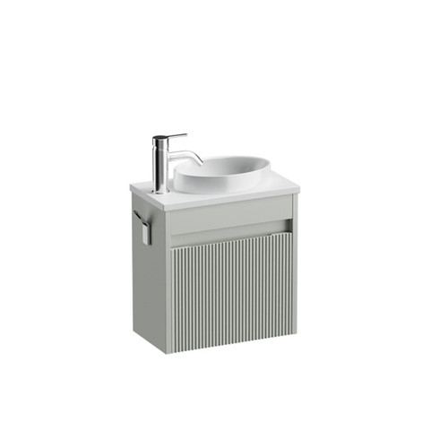 Mode Vanity 22 Benchtop 400 1 Door Wall Left Hinged Door Pistachio Bright White Benchtop Joy Basin Tasman Panel