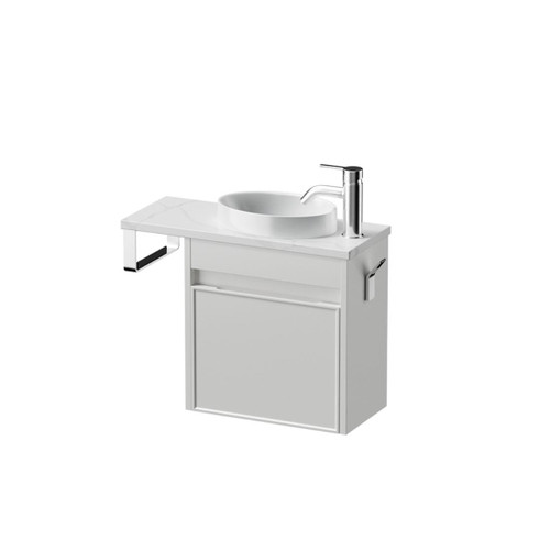 Mode Vanity 22 Benchtop 550 1 Door Wall Right Hinged Door White Calacatta Benchtop Joy Basin Brussels Panel