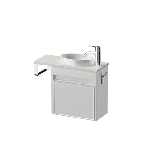 Mode Vanity 22 Benchtop 550 1 Door Wall Right Hinged Door White Alabaster Benchtop Joy Basin Brussels Panel
