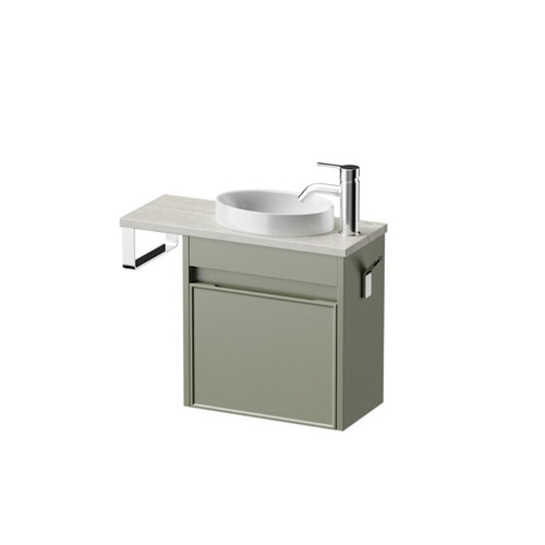 Mode Vanity 22 Benchtop 550 1 Door Wall Right Hinged Door Atmoss Grey Travertine Benchtop Joy Basin Brussels Panel