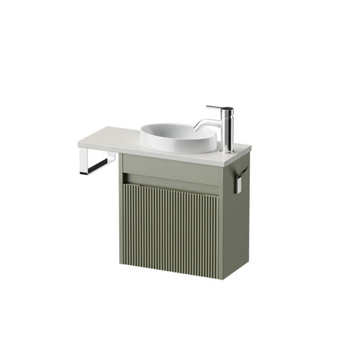 Mode Vanity 22 Benchtop 550 1 Door Wall Right Hinged Door Atmoss Alabaster Benchtop Joy Basin Tasman Panel
