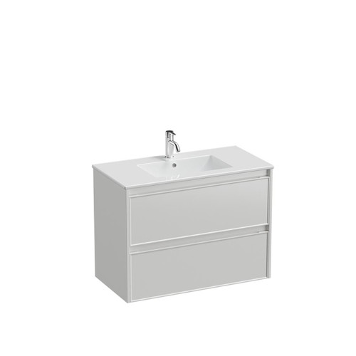 Mode Vanity 46 Console 900 2 Drawer Maxi Wall White Rubik Gloss Basin Brussels Panel