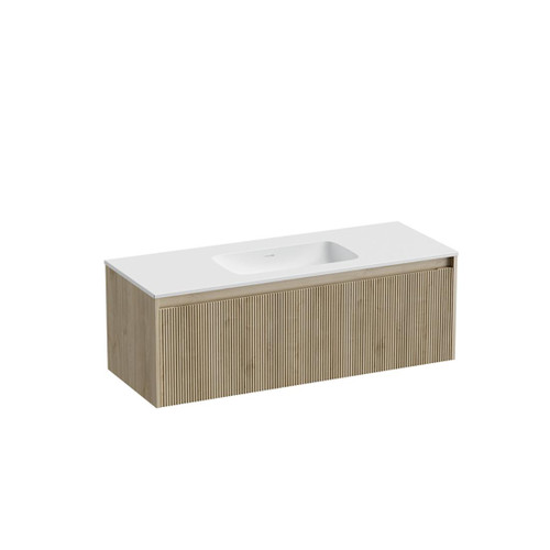 Mode Vanity 46 Console 1200 Single Bowl 1 Drawer Wall Ranfurly Oak Cleo Matte Basin Tasman Panel