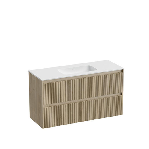 Mode Vanity 46 Console 1200 Single Bowl 2 Drawer Maxi Wall Ranfurly Oak Cleo Matte Basin Tasman Panel
