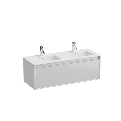Mode Vanity 46 Console 1200 Double Bowl 1 Drawer Wall White Rubik Matte Basin Brussels Panel
