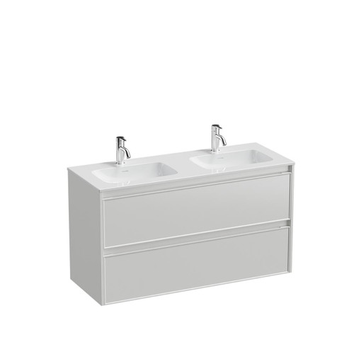 Mode Vanity 46 Console 1200 Double Bowl 2 Drawer Maxi Wall White Cleo Gloss Basin Brussels Panel