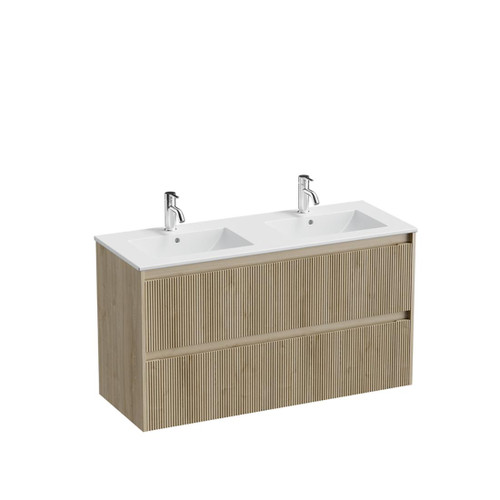 Mode Vanity 46 Console 1200 Double Bowl 2 Drawer Maxi Wall Ranfurly Oak Rubik Matte Basin Tasman Panel