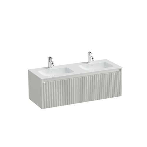 Mode Vanity 46 Console 1200 Double Bowl 1 Drawer Wall White Cleo Gloss Basin Tasman Panel