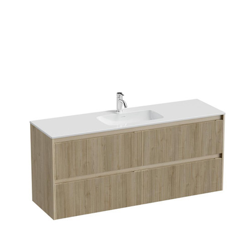 Mode Vanity 46 Console 1500 Single Bowl 4 Drawer Maxi Wall Ranfurly Oak Cleo Gloss Basin Tasman Panel