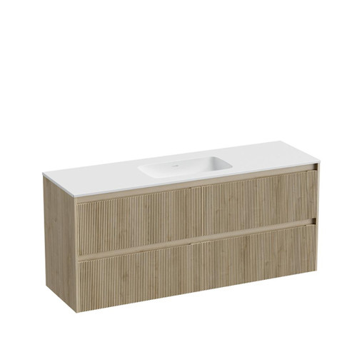 Mode Vanity 46 Console 1500 Single Bowl 4 Drawer Maxi Wall Ranfurly Oak Cleo Matte Basin Tasman Panel