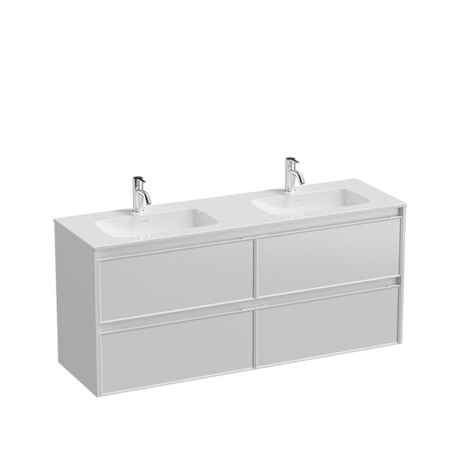Mode Vanity 46 Console 1500 Double Bowl 4 Drawer Maxi Wall White Cleo Gloss Basin Brussels Panel