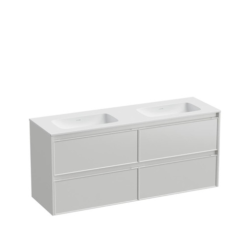 Mode Vanity 46 Console 1500 Double Bowl 4 Drawer Maxi Wall White Cleo Matte Basin Brussels Panel