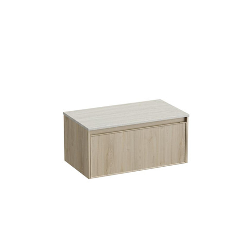 Mode Vanity 50 Benchtop 900 1 Drawer Wall Ranfurly Oak Grey Travertine Benchtop Brussels Panel