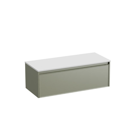 Mode Vanity 50 Benchtop 1200 Single Bowl 1 Drawer Wall Atmoss Bright White Benchtop Brussels Panel