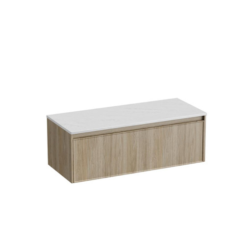 Mode Vanity 50 Benchtop 1200 Single Bowl 1 Drawer Wall Baroque Carrara Benchtop Brussels Panel