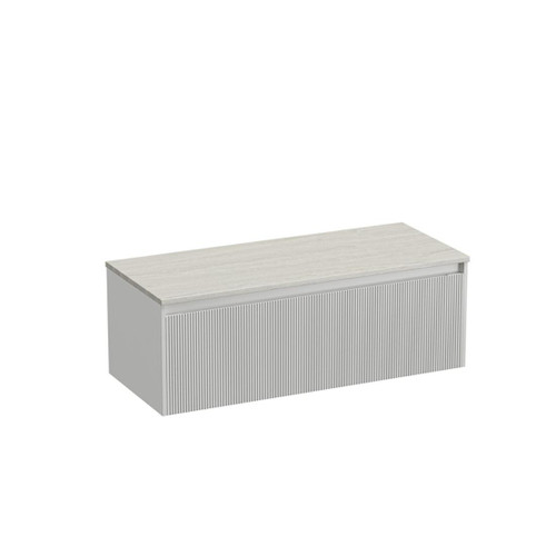 Mode Vanity 50 Benchtop 1200 Single Bowl 1 Drawer Wall White Grey Travertine Benchtop Tasman Panel