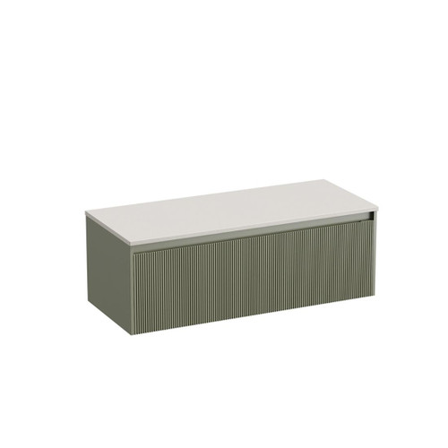 Mode Vanity 50 Benchtop 1200 Single Bowl 1 Drawer Wall Atmoss Sugar Cream Benchtop Tasman Panel
