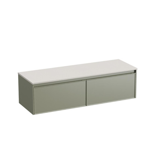 Mode Vanity 50 Benchtop 1500 Single Bowl 2 Drawer Wall Atmoss Sugar Cream Benchtop Brussels Panel