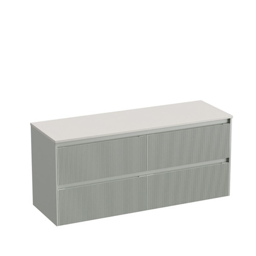 Mode Vanity 50 Benchtop 1500 Single Bowl 4 Drawer Maxi Wall Pistachio Sugar Cream Benchtop Tasman Panel