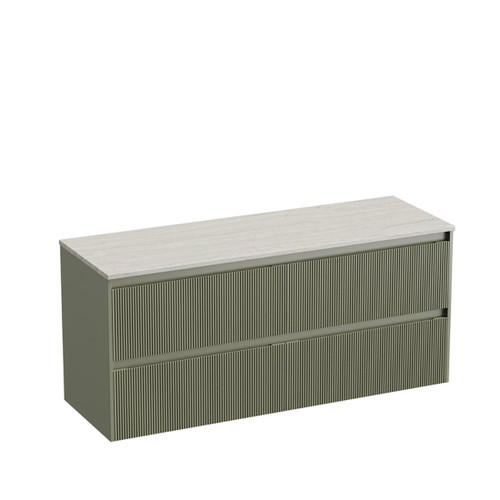 Mode Vanity 50 Benchtop 1500 Double Bowl 4 Drawer Maxi Wall Atmoss Grey Travertine Benchtop Tasman Panel