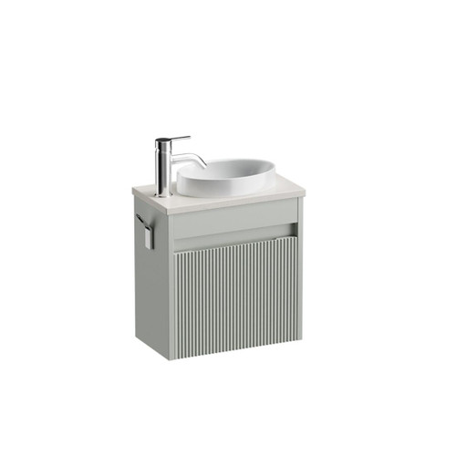 Mode Vanity 22 Benchtop 400 1 Door Wall Left Hinged Door Pistachio Sugar Cream Benchtop Joy Basin Tasman Panel