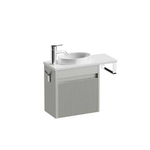 Mode Vanity 22 Benchtop 550 1 Door Wall Left Hinged Door Pistachio Bright White Benchtop Joy Basin Tasman Panel