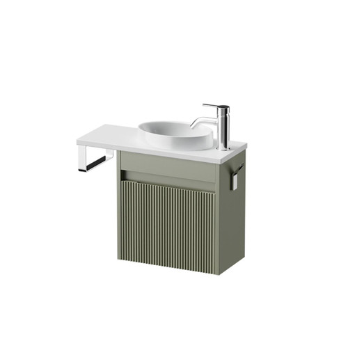 Mode Vanity 22 Benchtop 550 1 Door Wall Right Hinged Door Atmoss Bright White Benchtop Joy Basin Tasman Panel