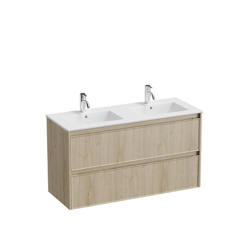 Mode Vanity 46 Console 1200 Double Bowl 2 Drawer Maxi Wall Ranfurly Oak Rubik Matte Basin Brussels Panel