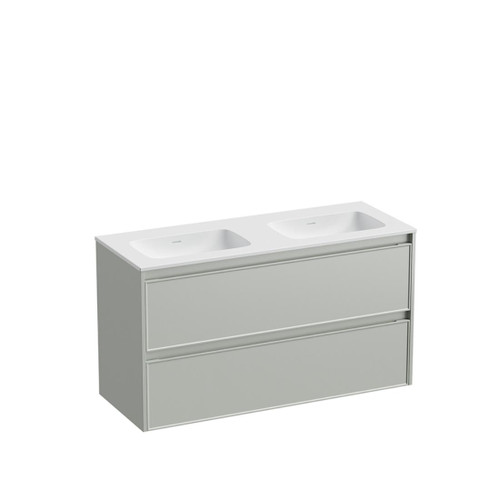 Mode Vanity 46 Console 1200 Double Bowl 2 Drawer Maxi Wall Pistachio Cleo Matte Basin Brussels Panel