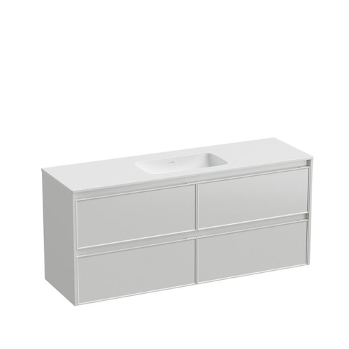 Mode Vanity 46 Console 1500 Single Bowl 4 Drawer Maxi Wall White Cleo Matte Basin Brussels Panel