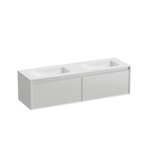 Mode Vanity 46 Console 1500 Double Bowl 2 Drawer Wall White Cleo Matte Basin Brussels Panel