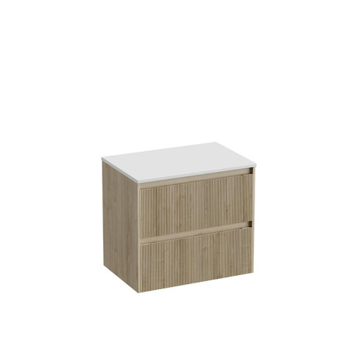Mode Vanity 50 Benchtop 750 2 Drawer Maxi Wall Ranfurly Oak Bright White Benchtop Tasman Panel