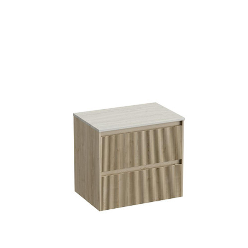 Mode Vanity 50 Benchtop 750 2 Drawer Maxi Wall Ranfurly Oak Grey Travertine Benchtop Tasman Panel