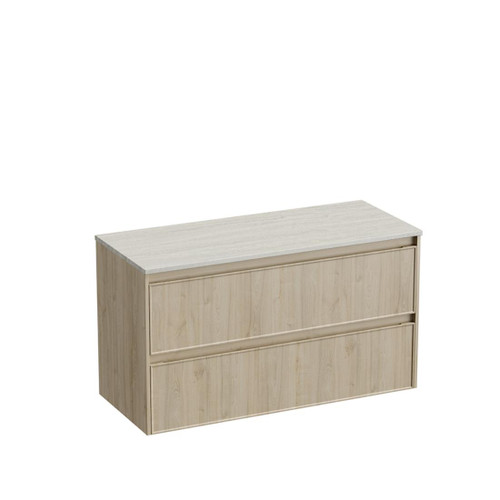 Mode Vanity 50 Benchtop 1200 Single Bowl 2 Drawer Maxi Wall Ranfurly Oak Grey Travertine Benchtop Brussels Panel